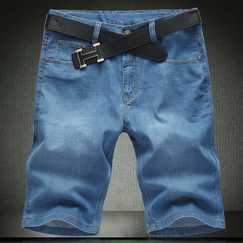 

Men's Shorts Jeans Classic Direct Stretch Casual Denim Pants Slim Scratched Short Trousers Gentleman Cowboys Big Size 30-52 1383, Blue