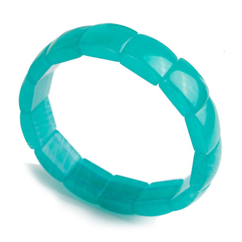 

Drop Shipping Genuine Green Natural Amazonite Bracelets Women Men Stretch Crystal Rectangle Bead Bangle Bracelet