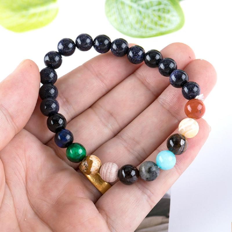 

Planets Bead Bracelet Men Women Unisex Bead Bangle Natural Stone Universe Style Bangles Wristband Fashion Jewelry Gifts