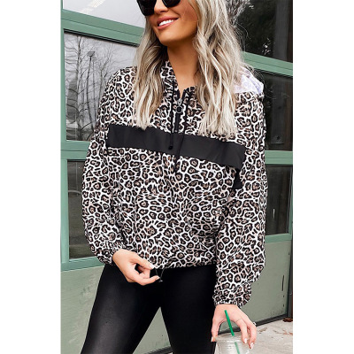 

Womens Casual Autumn Hoodies Girls Fashion Leopard Print Sweatshirts 2020 Trendy Zip V-neck Long Sleeve Hoodie Hip Hop Style Tops Best Sale