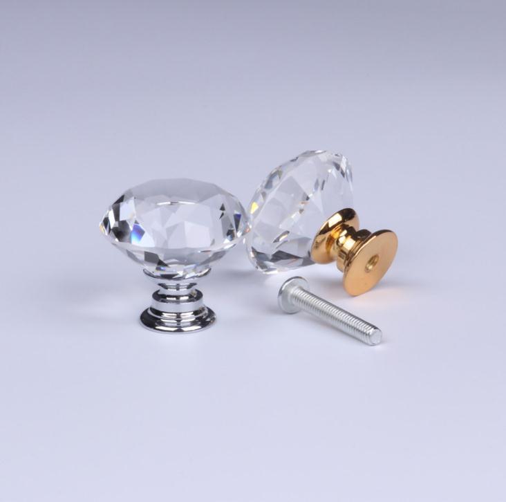 

20-30mm Diamond Shape Design Crystal Glass Knobs Cupboard Drawer Pull Kitchen Cabinet Door Wardrobe Handles Hardware SN1887