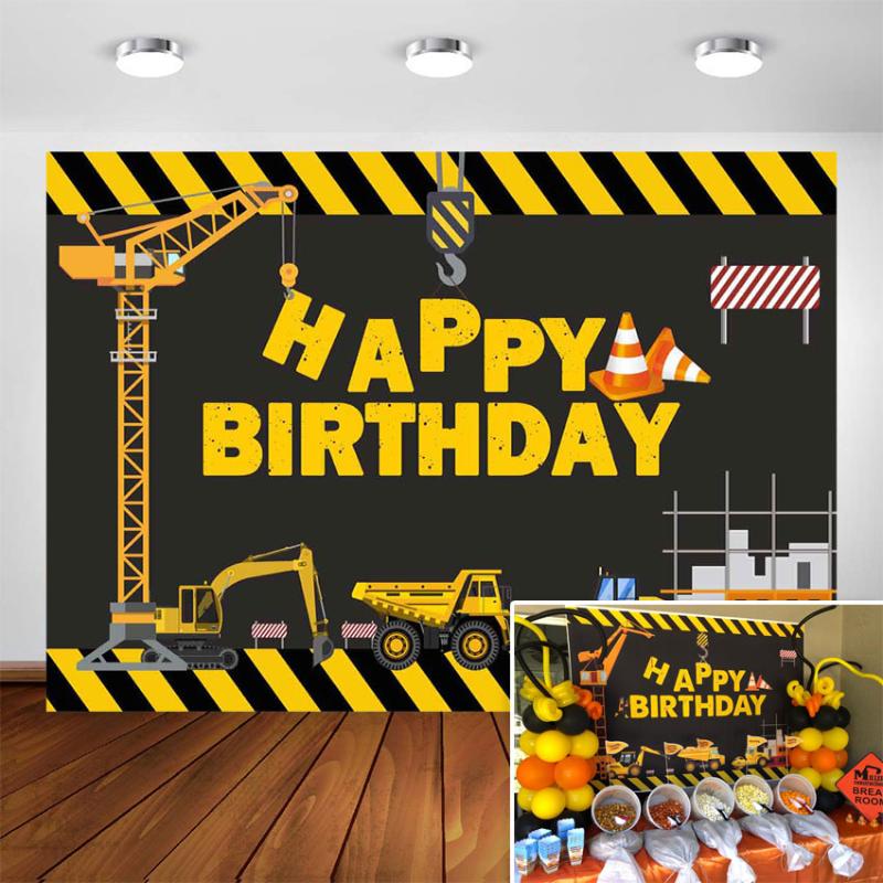 

Construction Theme Birthday Party Photography Backdrop - Dump Truck Birthday Background Cake Table Boy Decorations
