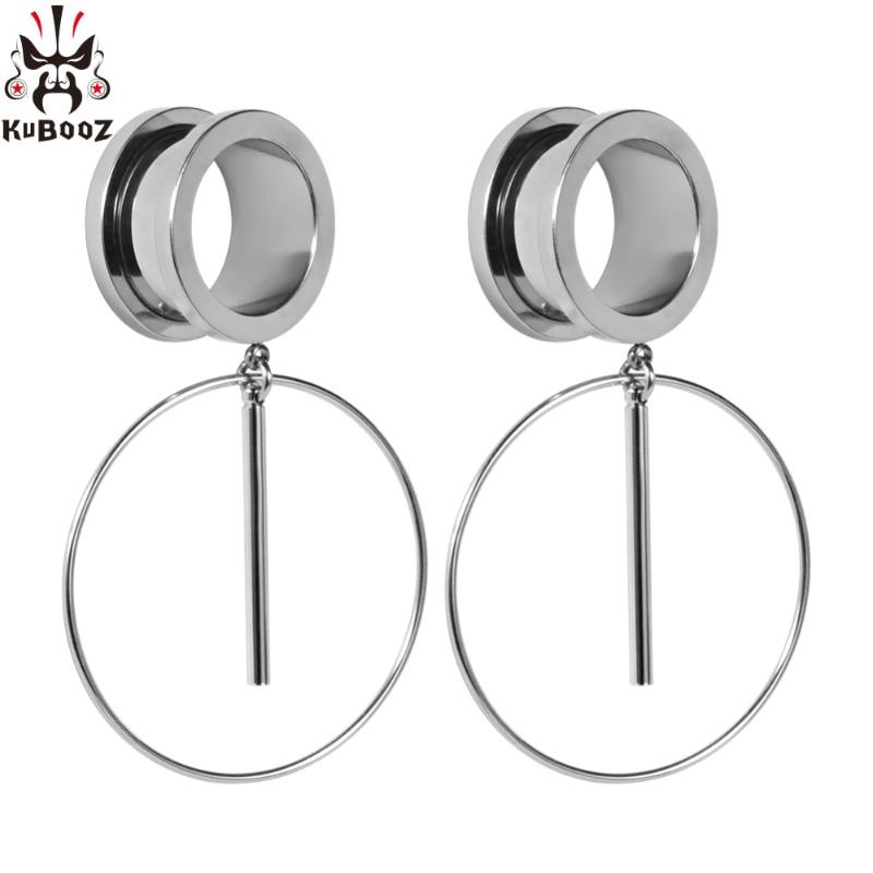 

KUBOOZ Ear Piercing Gauges Stainless Steel Dangle Plugs Tunnels Body Jewelry Expander Stretcher Fashion Earrings Jewelry 2PCS