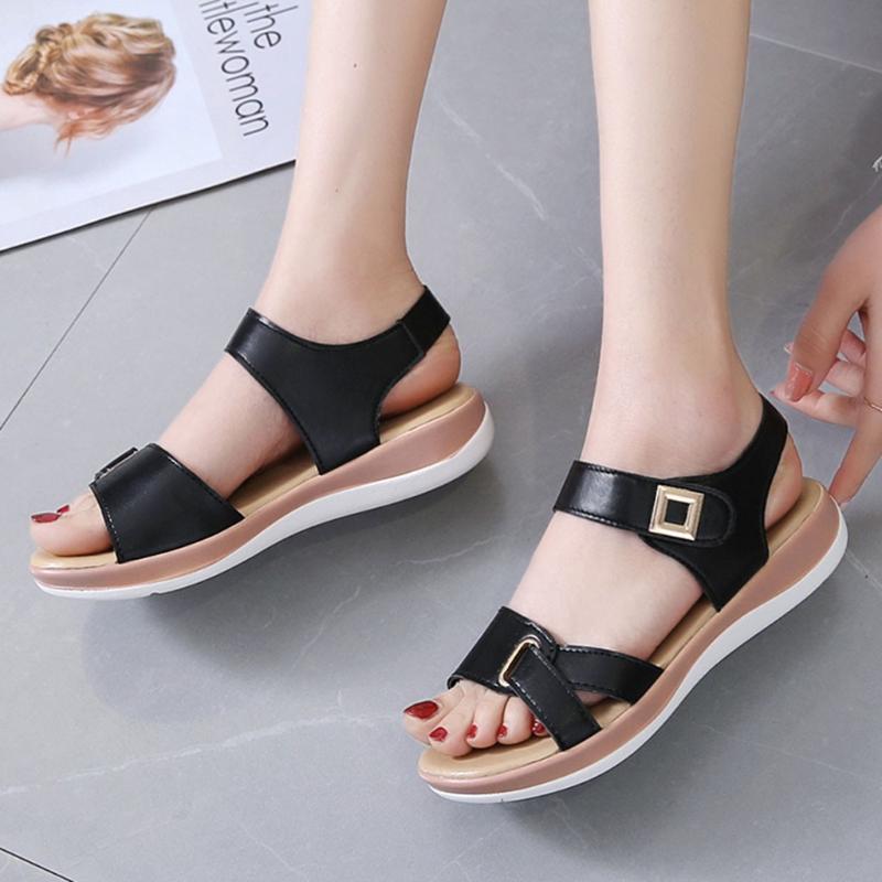 

Women Summer Open Toe Comfy Sandals Super Soft Orthopedic Low Heels Walking Sandals Toe Corrector Cusion #g3, Black
