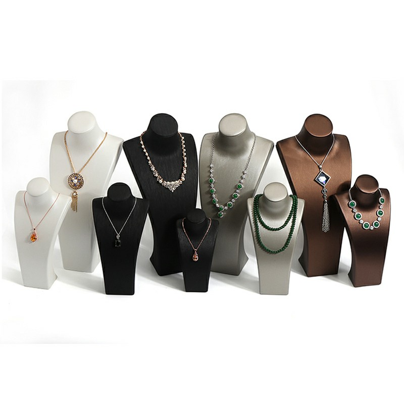 Brushed leather necklace stand jewelry display props portrait model neck window decoration storage rack jewelry display stand-image-590660313