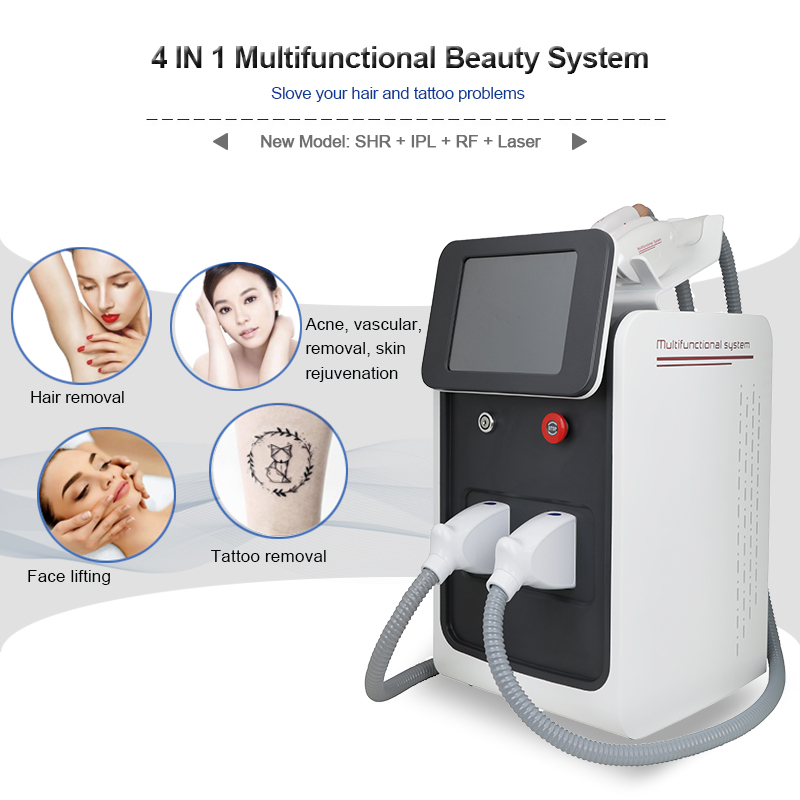 

4 in 1 Laser Hair Removal OPT SHR IPL ND YAG Laser Tattoo Removal Beauty Machine IPL & RF & ND YAG & Elight