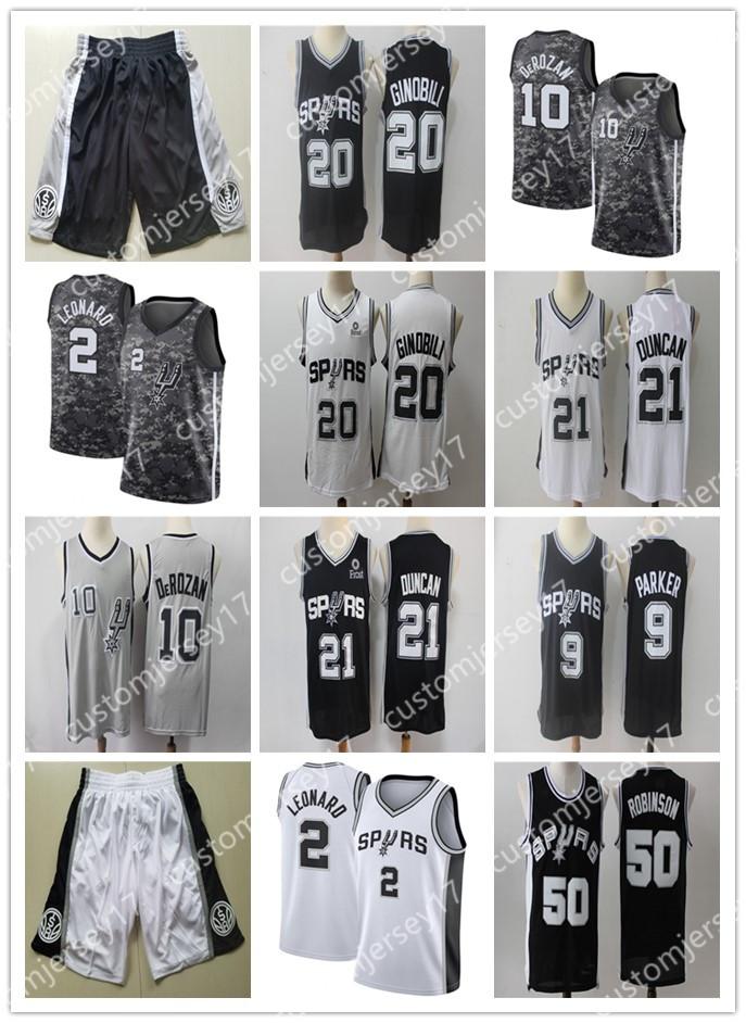 

Antonio Spurs San 10 DeRozan 2 Leonard 20 Ginobili 21 Duncan High School Kawhi DeMar College Jersey city basketball jerseys, Black