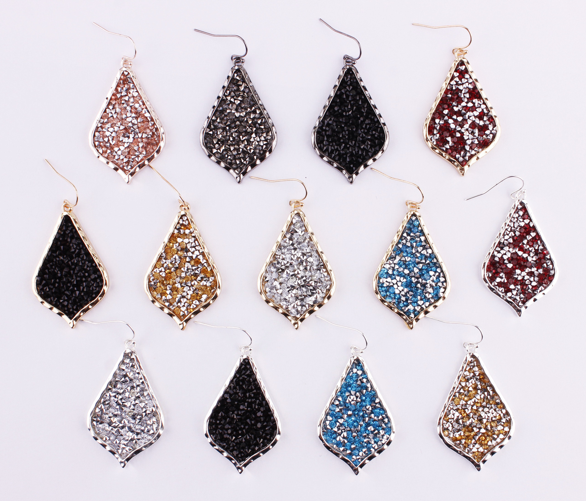 

Designer Charm Earrings Silver Gold Alloy Water Drop Frame Rhinestone Fashion Dangle teardrop Earring for Women