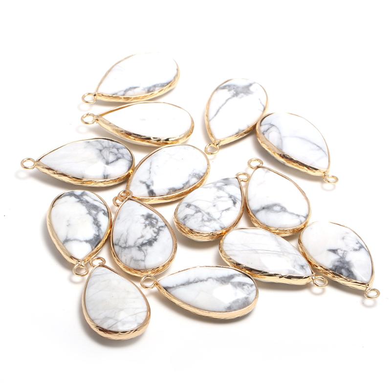 

2pcs Natural Stone Charm Pendant Water Drop Shape Faceted for Jewelry Making Necklace Accessories Gifts for Women Size 16x30mm