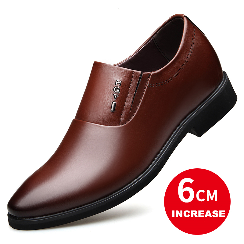

YOUQIJIA Height Increasing 6CM Wedding Shoes Men Formal Shoes Men Leather Mens Dress Brown Black Elevator Oxfords, Increase brown