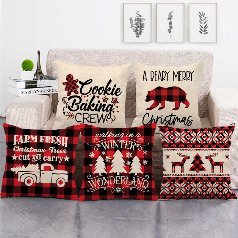 

45cm*45cm British style Red lattice christmas design linen/cotton throw pillow covers couch cushion cover home decor pillow
