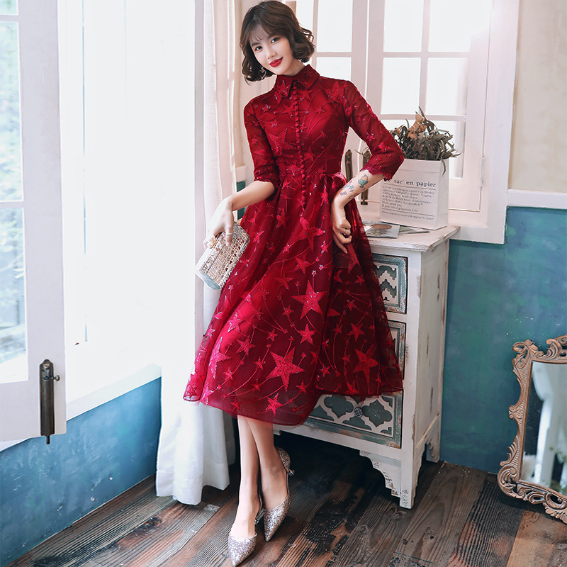 

Burgundy Plus Size 3XL 4XL Luxury Sequins Evening Dress Short Gown Party Dresses For Women Elegant Celebrity Stage Show Dresses