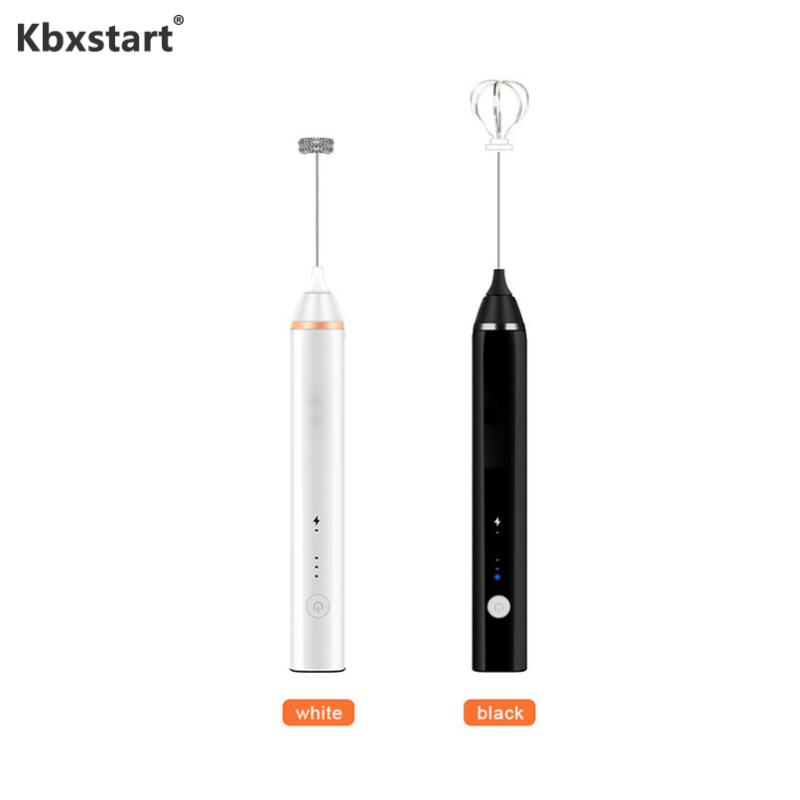 

Kbxstart Portable Handheld Milk Frother USB Rechargeable Blender Mixer with 2 Whisk Head Blender 3 Gear Mini Liquidificador