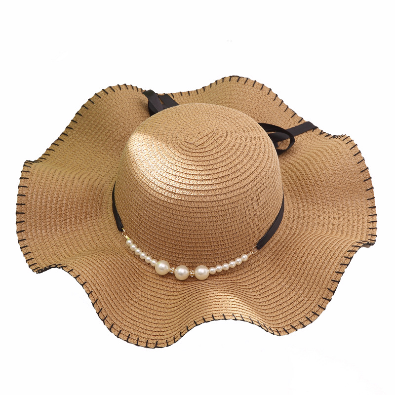 

2020 New Fashion Summer Straw Hats Women Pearl Bow Sun Hat ladies hats Beach Hat Casual Panama for girls Feminino