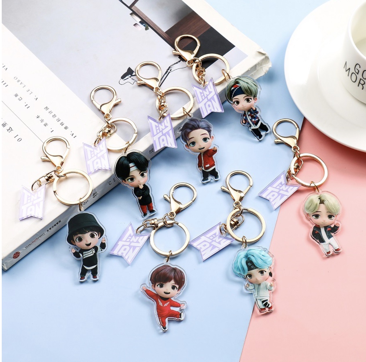 

14pcs/lot free shipping bts tiny tan keychain/pendent for free shipping