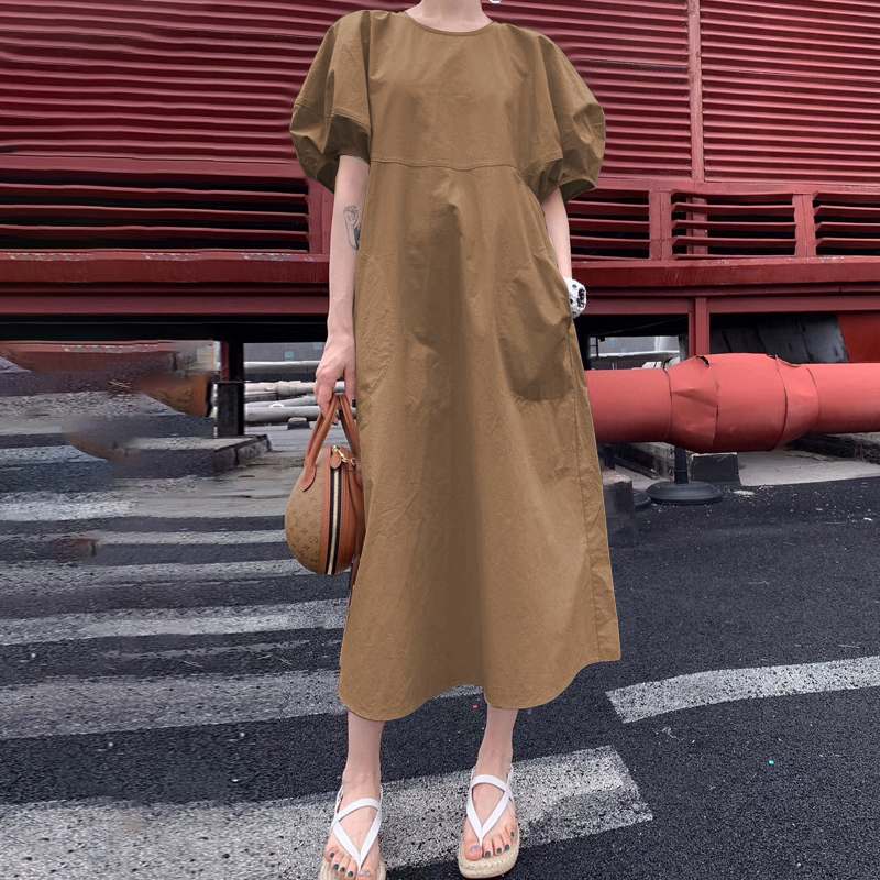 

ZANZEA Women Eelgant Cotton Linen Sundress Summer Puff Sleeve Dress Female Kaftan Midi Dresses Casual Work Vestido Femme -5XL, Black