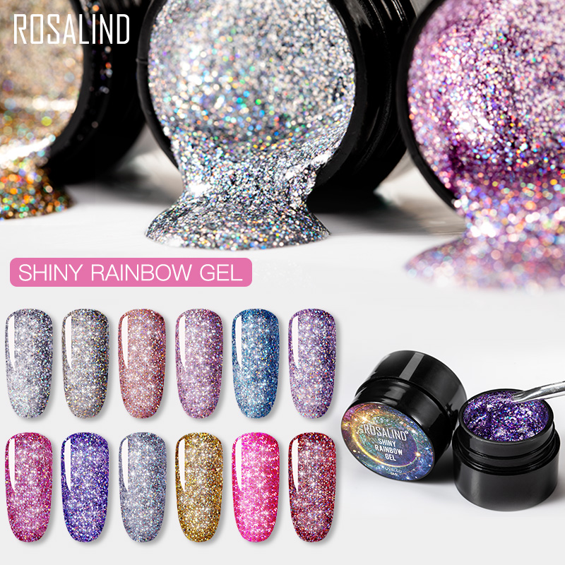

ROSALIND UV Nail Gel Polish Neon Rainbow Hybrid Varnish Platinum 5ML Gel Paint Set For Manicure Semi permanent Base top Lak, Rfa513