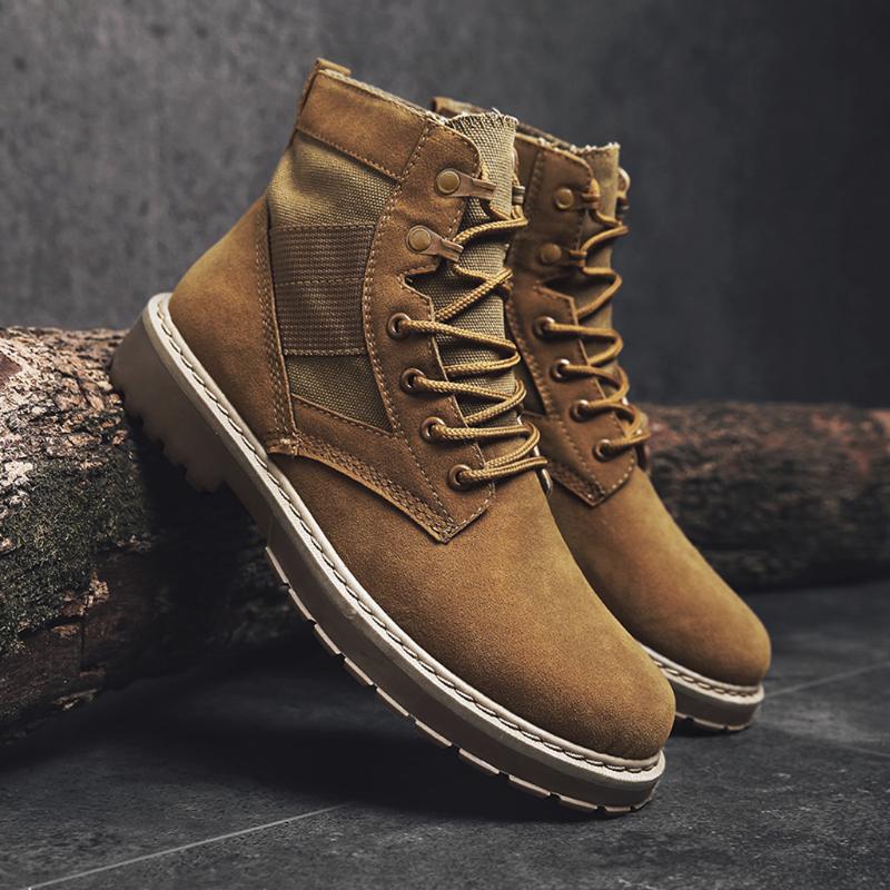 

Fashion Men Ankle Boots High Quality Flock Wear-Resistance Round Toe Boot Male LaceUp Causal Versatile Shoes Snow Boots, Bk