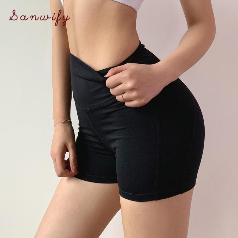 

Women' High Waist Sports Short Gym Workout Fitness Yoga Leggings See-through Yoga Shorts Sports Shorts For, Black