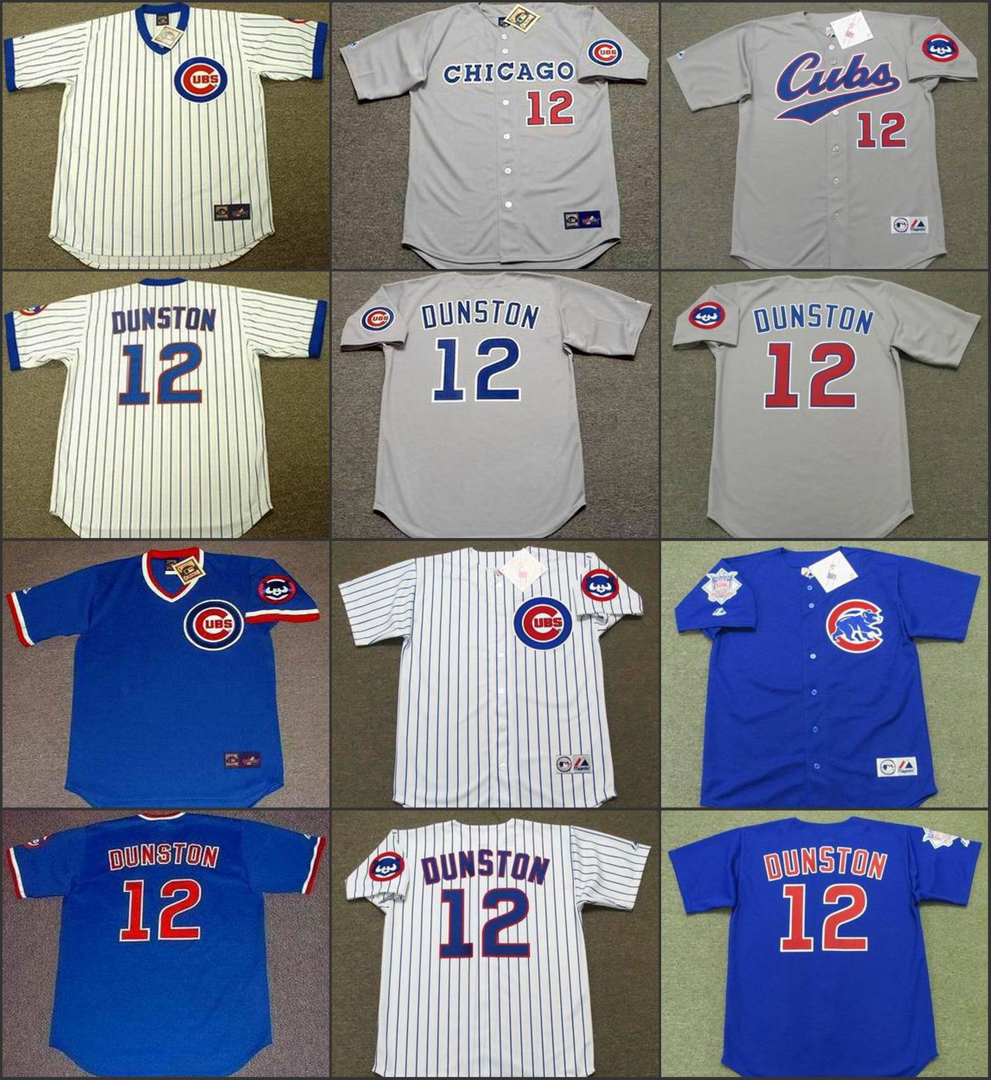

Chicago 12 SHAWON DUNSTON 17 MARK GRACE baseball jersey stitched