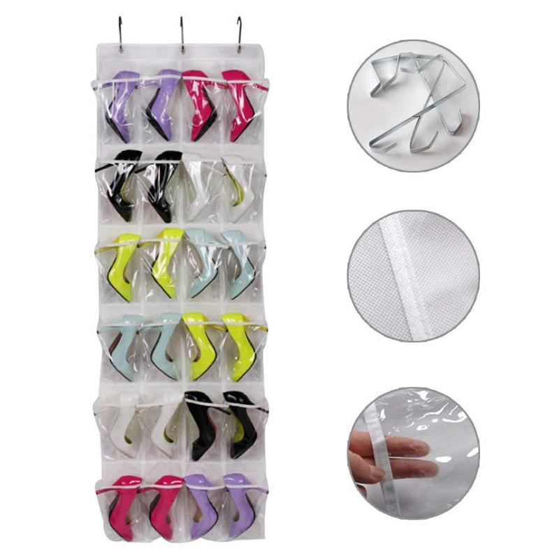 

New 24 Pockets Simple Houseware Crystal Clearing Over the Door Hanging Shoe Telephone Organizer, No2