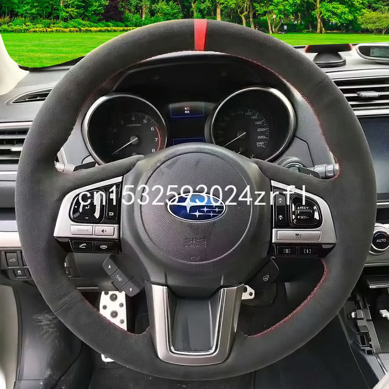 

For SUBARU Forester XV outback Legacy 2019 DIY Black Suede car steering wheel cover