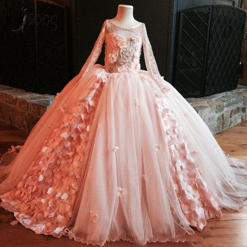 peach colored flower girl dresses