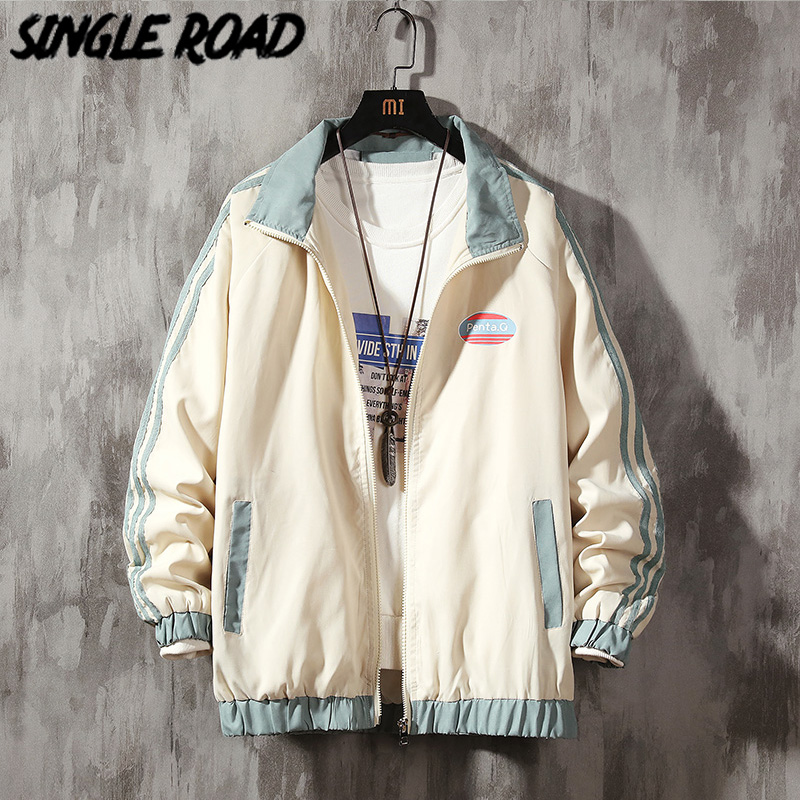 

SingleRoad Mens Jacket Men 2020 Fashion Side Striped Coat Windbreaker Hip Hop Harajuku Japanese Streetwear Korean Style Jackets, Blue jacket men