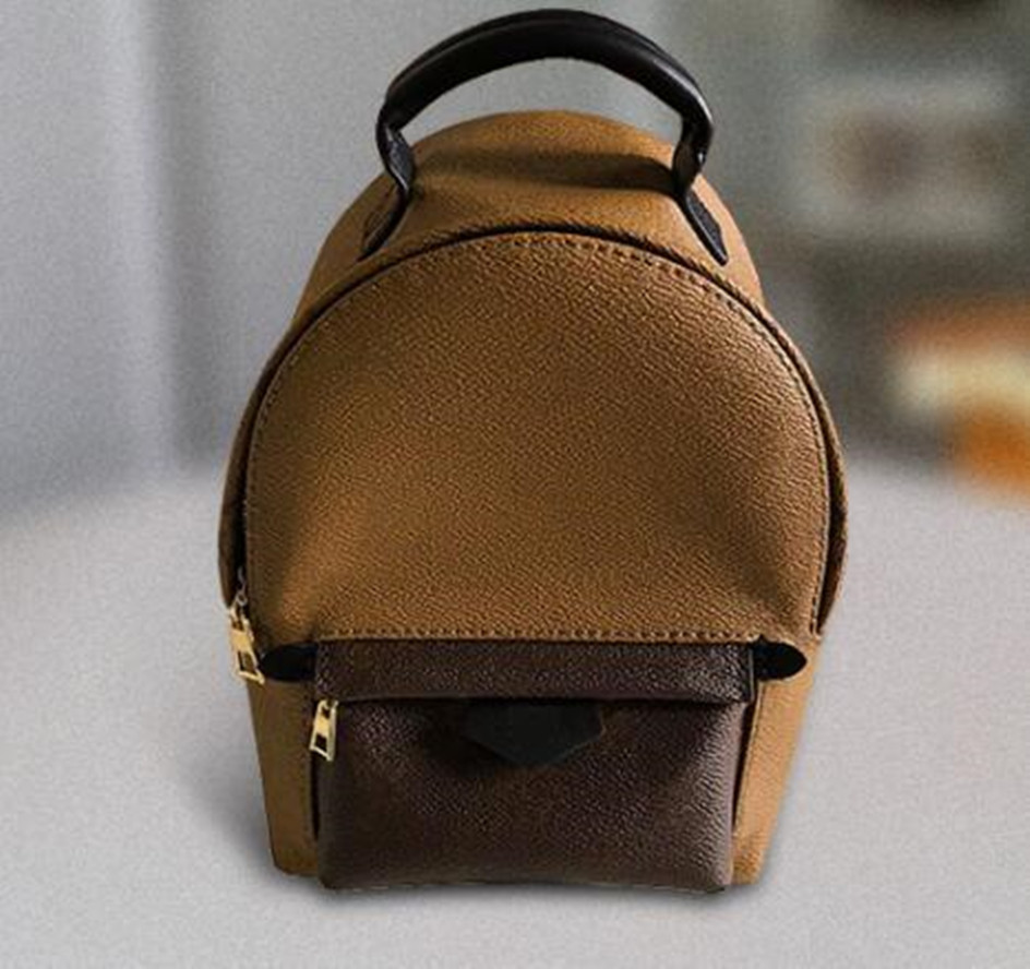 

Fashion girl Backpack mini bag school fashion date code high quality classic flower, Brown