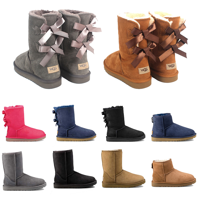 

Fashion Women's Shoes Wgg Winter Ladies Snow Boots Australian Women's Boots Real Leather Ankle Boots Non-slip Warmth Must Be Worn In Snow, A22-mini 1 bow - koffe