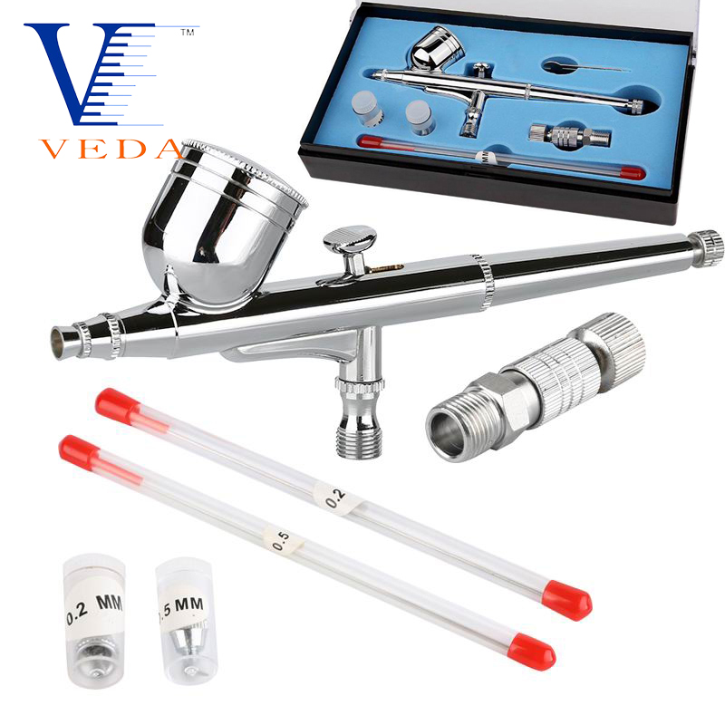 

Airbrush Kit 0.3mm Dual Action Air Brush with 0.2/0.5mm Needle And Quick Release Coup for Nail Art Craft Tattoo Makeup Spray Gun