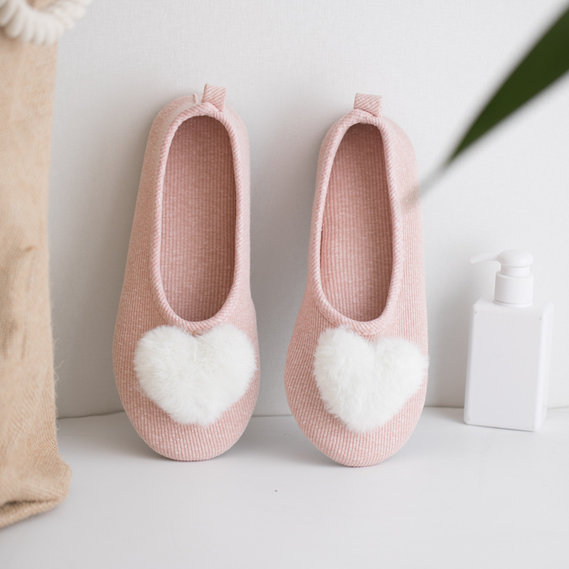 

Autumn Home Slippers Women Indoor Floor Shoes Soft Bottom Bedroom Slides Fur Hairball Non-slip Ladies Slippers, Pink
