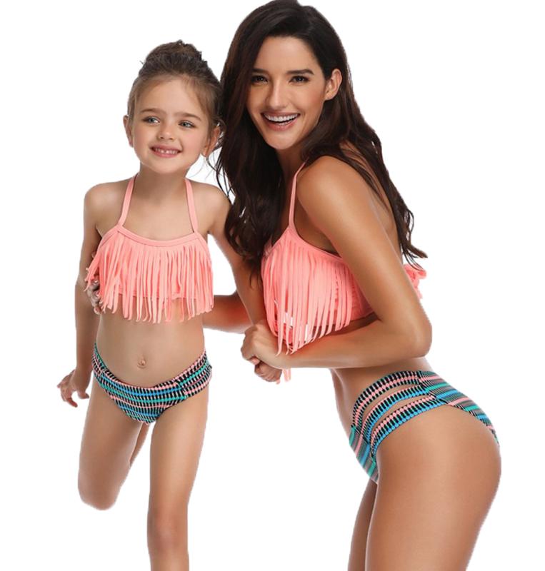 

Family Match Swimwear Mother and Daughter Lady Kid Mum and Me Bikini Bahitng Swimsuit Brachwear Mom Girls Swimming Clothing, As shown