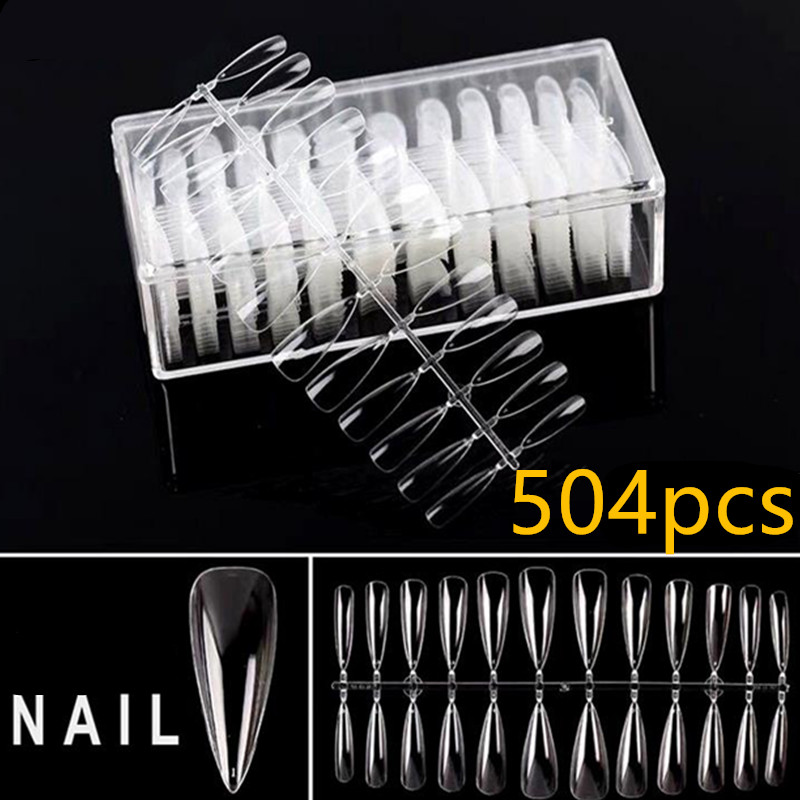 

504pcs/box Natural Clear Artificial Fasle Nail Tip Nail Art Acrylic Fake False Art Tips Manicure Tool Set For Women 15#914