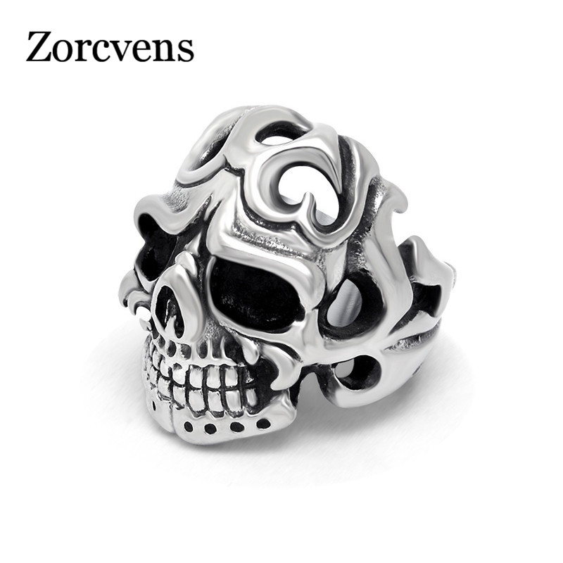 

ZORCVENS Vintage Gothic Stainless Steel Skull Ring for Men