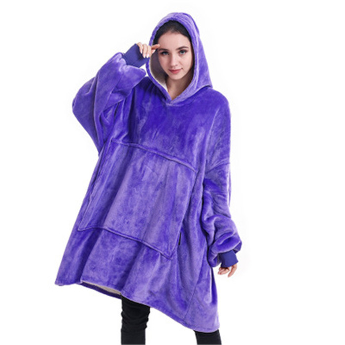 

2020 hot sale sweater fall/winter plus velvet loose mid-length hooded jacket women European and American flannel lazy sweater, Kg-12