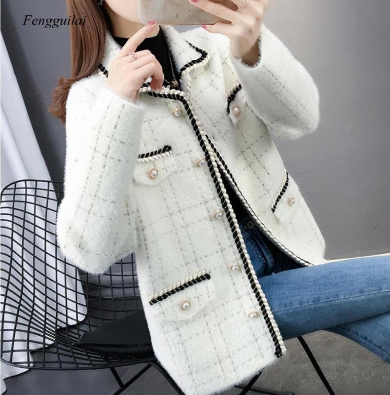 

Solid V Neck Coat Women Autumn 2020 New Woolen Topwear Short Lady Cardigan Ageing Fashion, Black