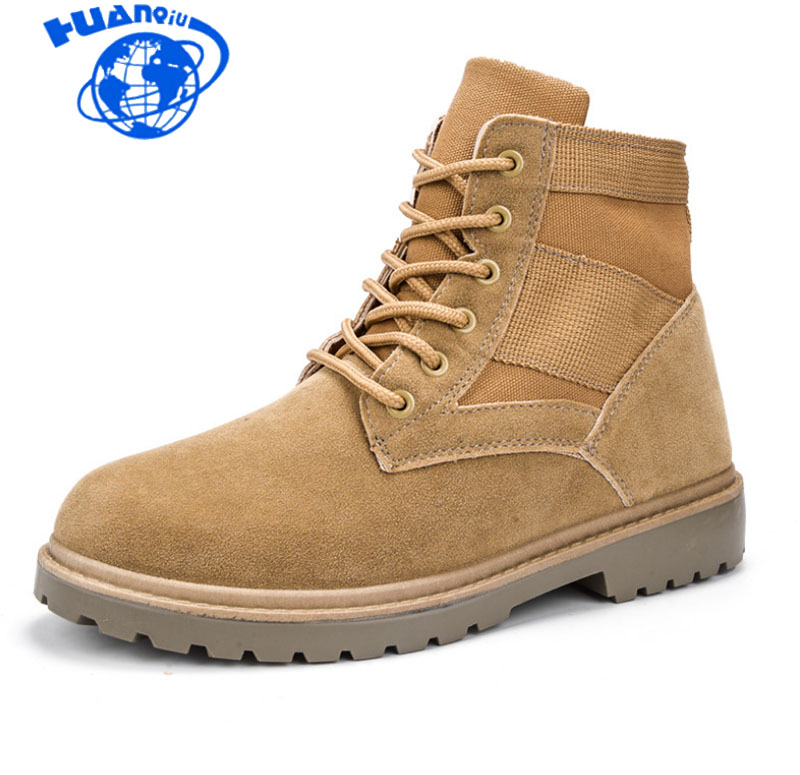 

HUANQIU 2020 new autumn and winter retro boots men's leather boots trend tooling men ST317, Black