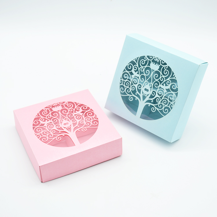 

Personalised tree laser cut wedding marriage window box dragee packing with divider