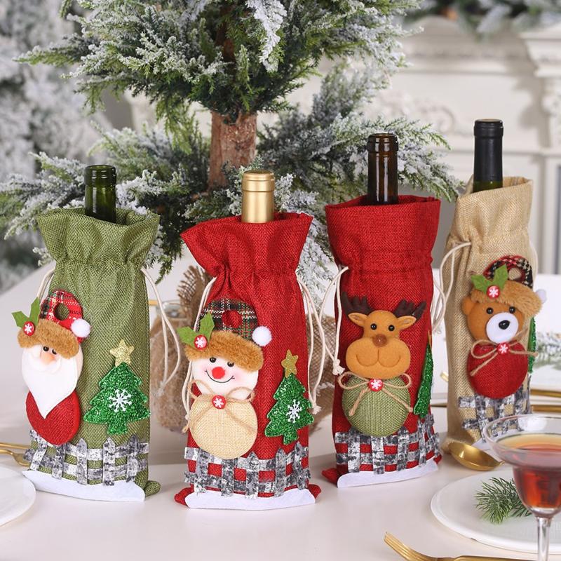 

Christmas Stylish Wine Bottle Cover New Polka Dot Bags For Festival Decoration Bottles Comtainer Party Rave Gift Accessories