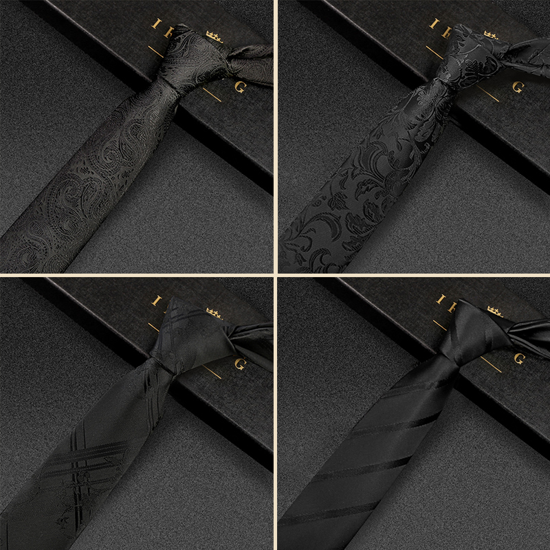

High Quality 2020 New Designers Brands Fashion Business Casual 5cm Slim Ties for Men Necktie Formal Work with Gift Box Black