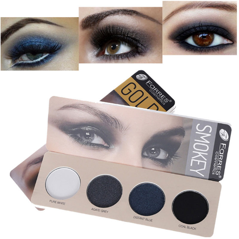 

Farres smoky eyeshadow palette 4 colors earth nude blue grey purple pigment waterproof long lasting matte eyeshadow powder, 01