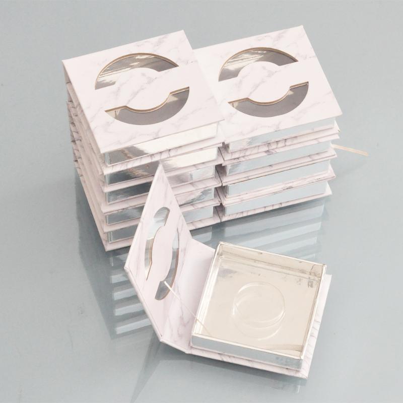 

100pcs False Eyelash Packaging Box with custom your Logo Fake 3d Mink eyelashes Box lash strips square marble packing case Empty