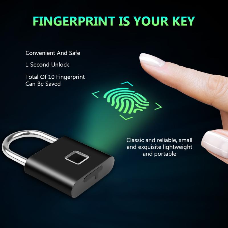 

Keyless Smart Fingerprint Lock USB Rechargeable Door Luggage Case Bag Lock Anti-Theft Security Fingerprint Padlock