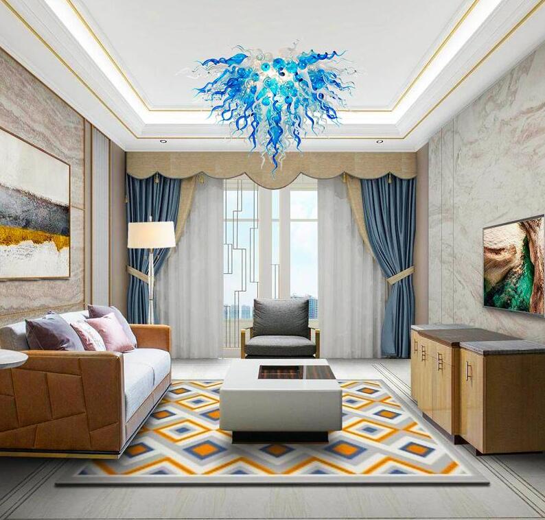 

Lamps Chandeliers Ceiling Lamp Blue Hand Blown Glass Crystal Indoor Lighting Led Light Lustre Modern Chandelier for Living Room