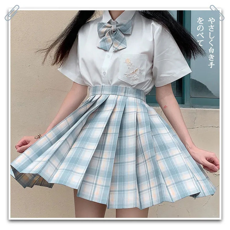 

College style student wear cute summer new dk lattice skirt suit pleated skirt jk uniform genuine female accessory, Coat