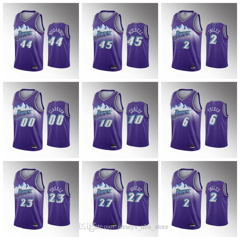 

2020 Utah Jazz Men Mike Conley 90s Purple Basketball Jersey Donovan Mitchell Rudy Gobert Bojan Bogdanovic Clarkson Miye Oni Mudiay, Color1