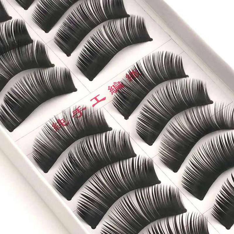 

10 Pairs Double False Eyelashes Natural Thick Crossed Bare Makeup Natural Encryption Long Eyelashes Cosmetic Tools