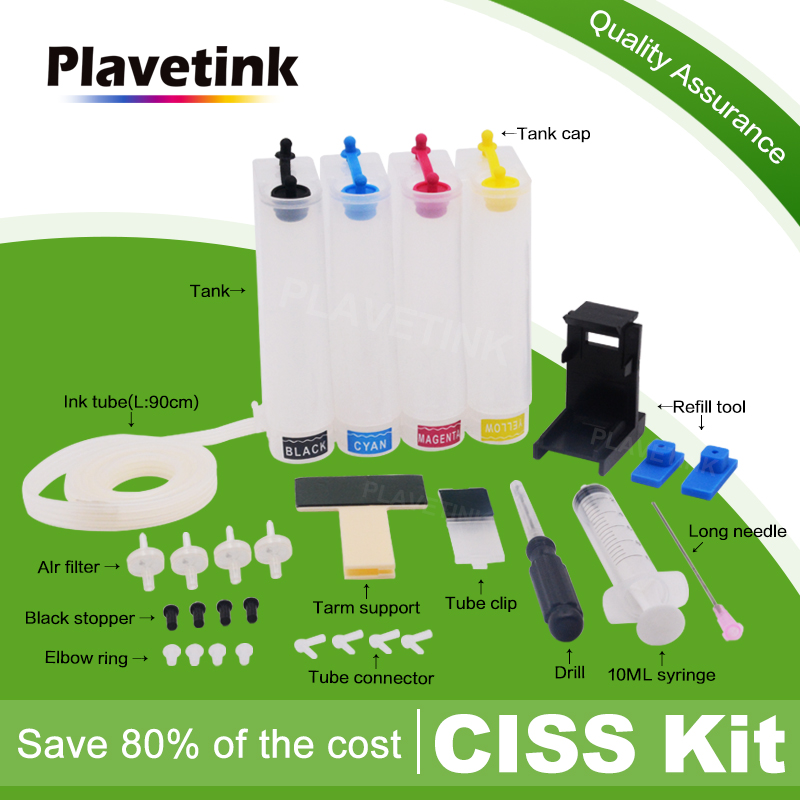 

Plavetink Continuous Ink Supply System For 123 XL Cartridge For Deskjet 1110 2130 2132 2133 2134 3630 3632 3637 Printer