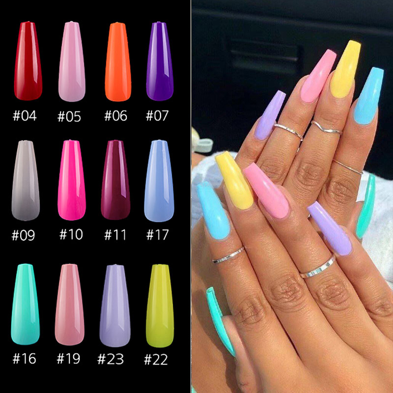 

20pcs/Bag Colorful Ballerina False Nails ABS Acrylic Press on Nails Full Coffin Shape Tips 10Sizes Professional DIY Salon Tools, 0747-clear